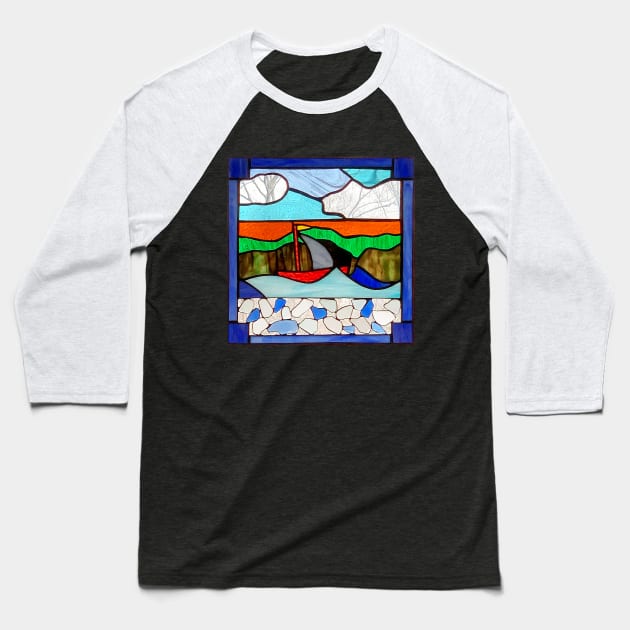 Stained glass boat Baseball T-Shirt by Zodiart